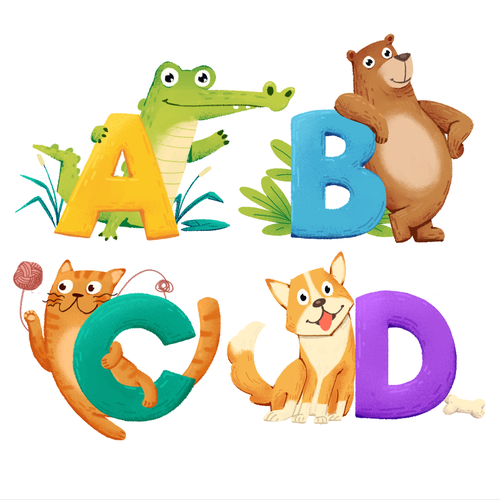 Alphabet design with the title 'Animal alphabet for kids'