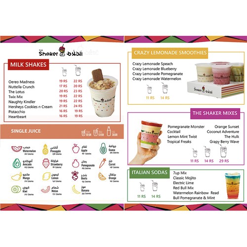 Milkshake design with the title 'Menu'