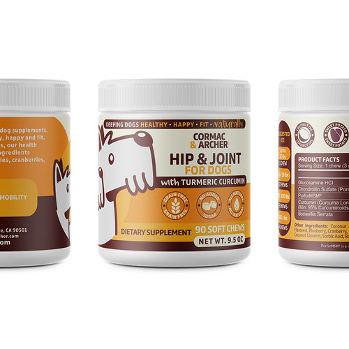 Bold design with the title 'Bold and modern dog supplement'