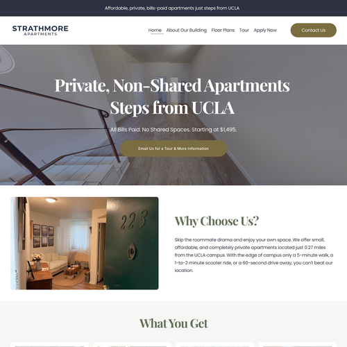 Design with the title 'Strathmore Apartments Property Management Design'
