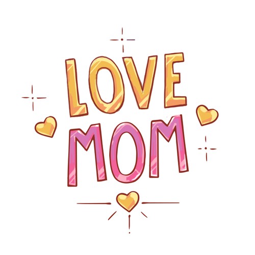 Heart design with the title '💛 Love Mom 💖'