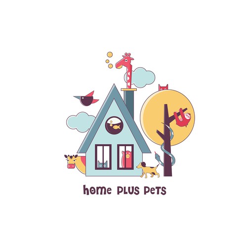 Pet care logo with the title 'Logo for Home plus Pets'