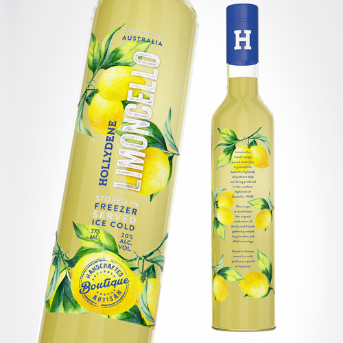 Transparent design with the title 'Fruity alcohol drink label design'