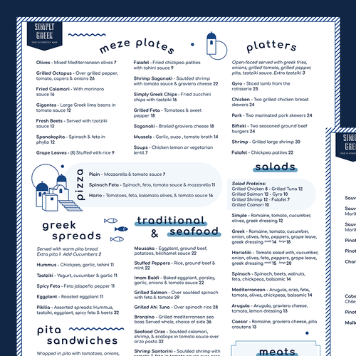 Greek design with the title 'Clean and Fun Menu for Greek Restaurant'