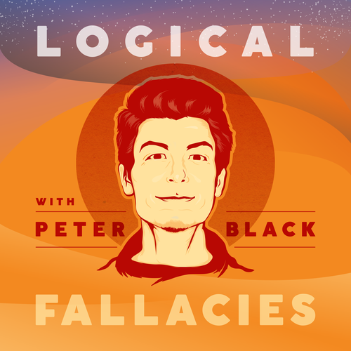 Podcast cover artwork with the title 'Logical Fallacies with Peter Black Podcast Cover'