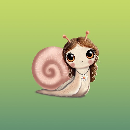 Snail design with the title 'Character design'