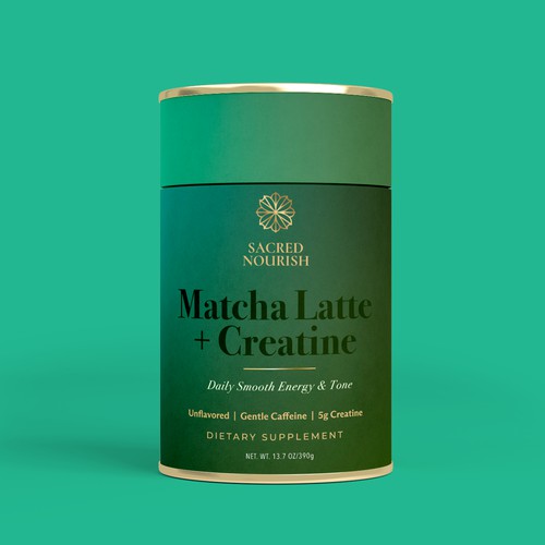 Natural design with the title 'Label for Matcha Latte Creatine Supplement'