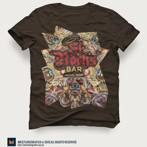 Creative t-shirt with the title '5 year anniversary t-shirt design Mardi Gras Indian'