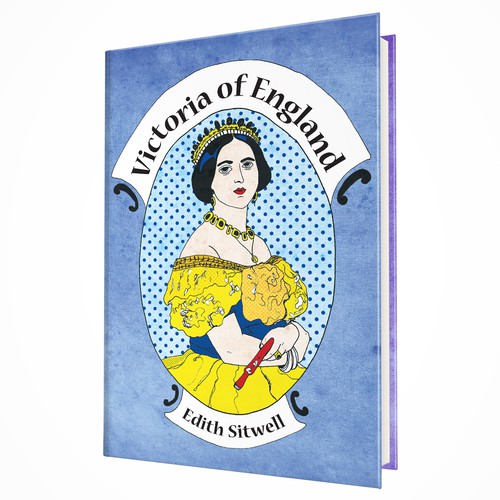 Comic book cover with the title 'Playful book cover design for a biography of queen Victoria.'