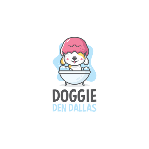 Pet grooming logo with the title 'Let's take a bath doggie'