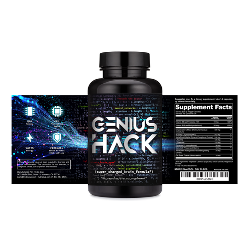 Hipster label with the title 'Brain Hack Label'