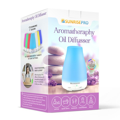 Ecological packaging with the title 'Aromatheraphy Oil Diffusser Box'