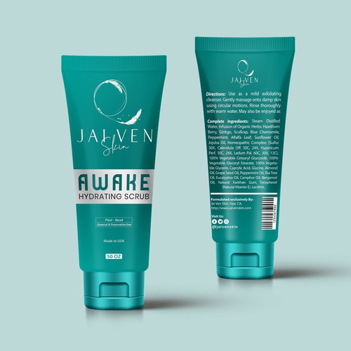 Scrub design with the title 'Scrub tube packaging label'