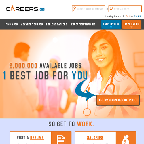 Orange website with the title 'Website for Careers.org'