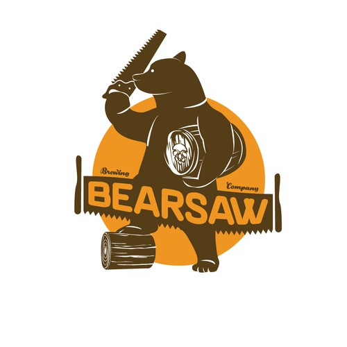Brewery logo with the title 'Brewing company "BEARSAW"'