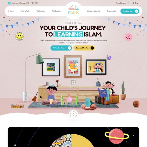 Kid website with the title 'Kids Learning Website'