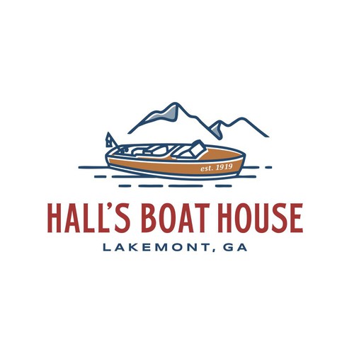 Boat logo with the title 'Logo Design for Hall’s Boat House '