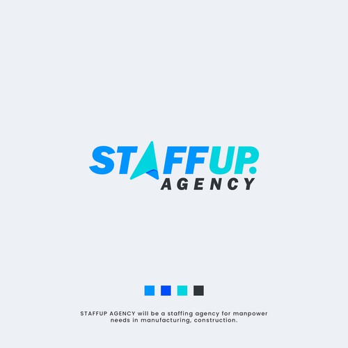 Paper plane design with the title 'STAFFUP AGENCY'