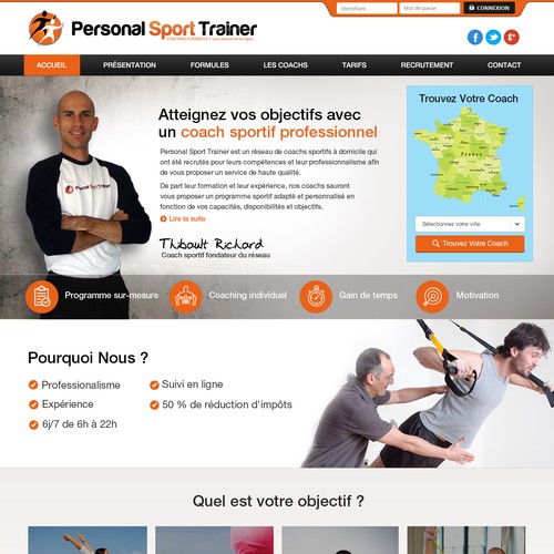 Sports website with the title 'Personal trainer service'