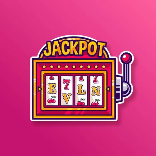 Slot machine design with the title 'EVLN logo proposal'