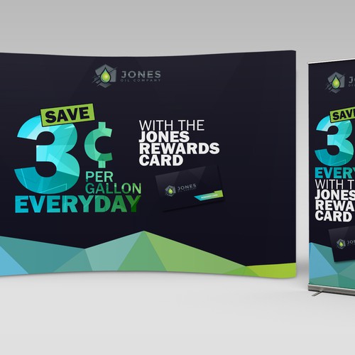 Backdrop design with the title 'Jones Reward Signage'