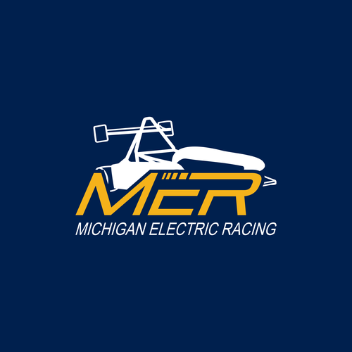 Race car logo with the title 'Michigan electric racing '