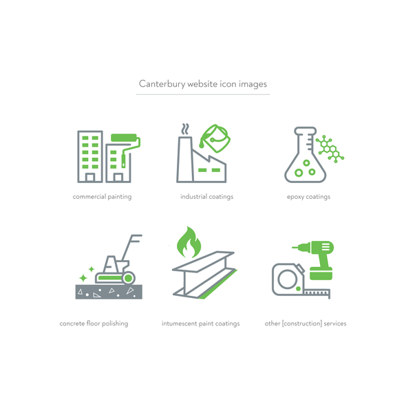 Vector design with the title 'Canterbury website icon images'