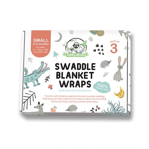 Cute packaging with the title 'Swaddle Blanket Package Design'