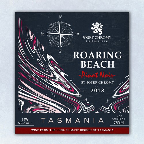 Wine bottle design with the title 'Tasmanian Wine Label.'