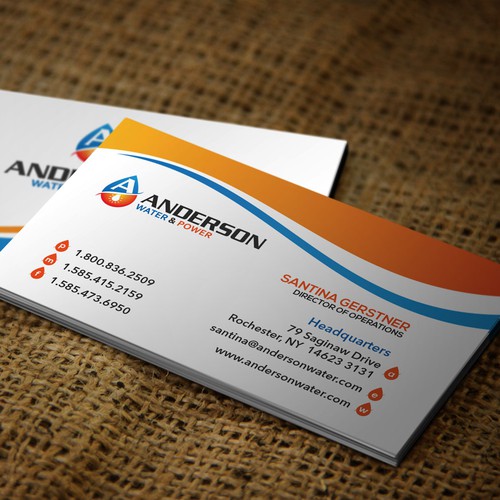 Pure design with the title 'Nice Business Card for Anderson Water'