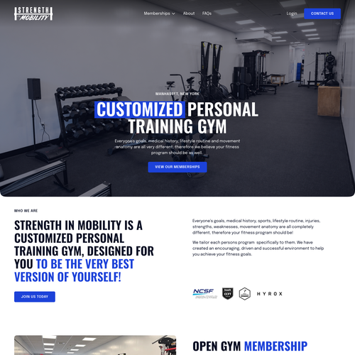 Personal trainer design with the title 'Strength in Mobility'