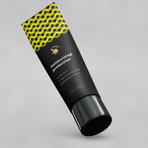 Tube label with the title 'Packing Sun protection tube'