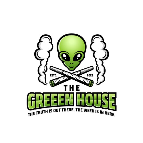 Abduction logo with the title 'Funny logo concept for The Green House'