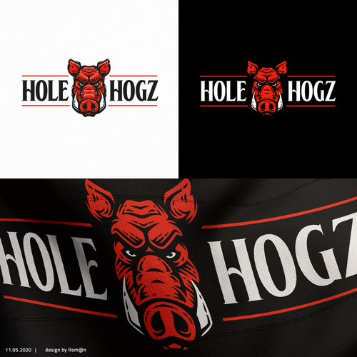 BBQ chicken logo with the title 'Hole Hogz'