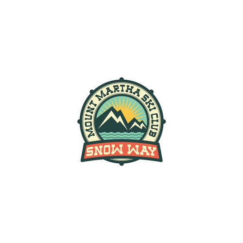 Sunrise logo with the title 'Badge style logo for a ski club'