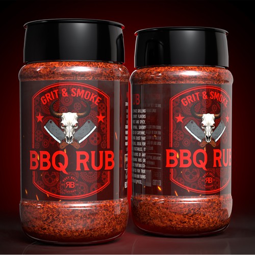 BBQ label with the title 'BBQ rub Bootle label design'