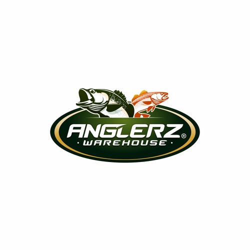 Fishing brand with the title 'Anglerz Warehouse Logo Design'