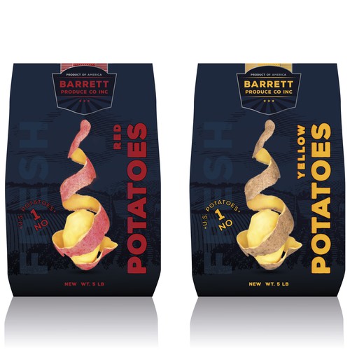 Farm design with the title 'Potatoes Bag'