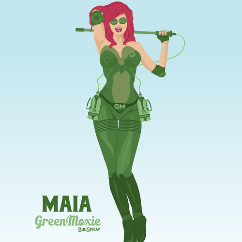 Water bottle design with the title 'Character design for Green Moxie'