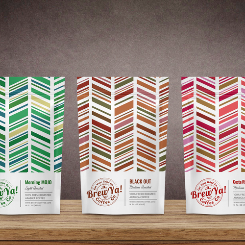 Craft packaging with the title 'Brew Ya, label design'