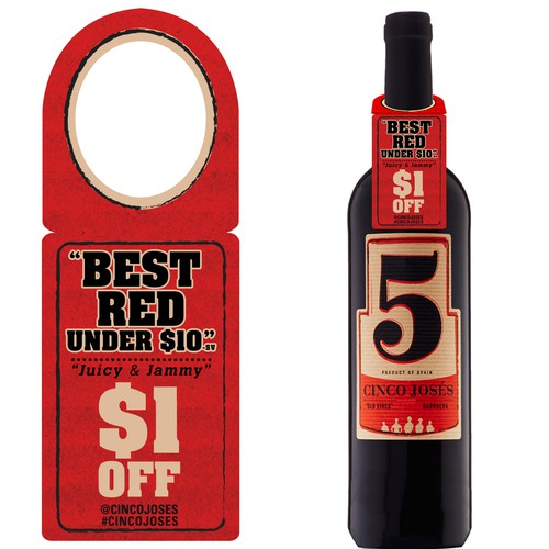 Discount design with the title 'Bottle neck coupon design for a wine bottle'