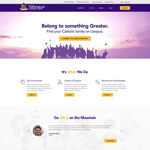 Light website with the title 'Newman Connection'