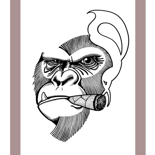 Gorilla design with the title 'Gorilla with Cigar Tattoo'