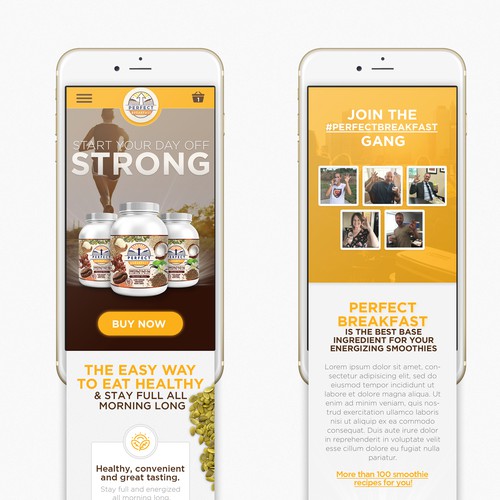 Yellow website with the title 'Perfect Breakfast'