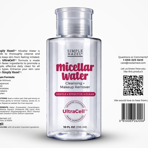 Bottle packaging with the title 'Label proposal for cosmetic product'