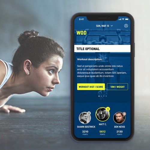 Active design with the title 'Workout app design'