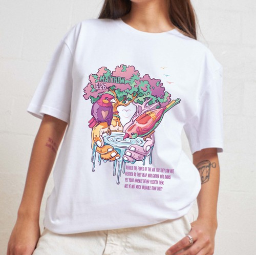 Bird artwork with the title 'Matthew 6:26 illustration'