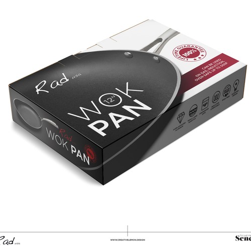 Pan design with the title 'Wok packaging design'