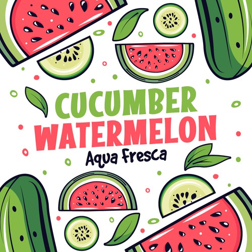 Juice label with the title ' Product label for "Cucumber Watermelon Agua Fresca"'