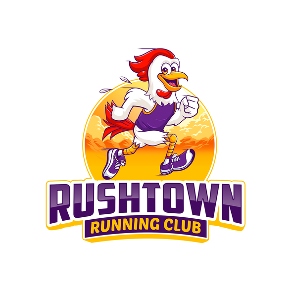 Rooster logo with the title 'mascot logo Running Rooster'